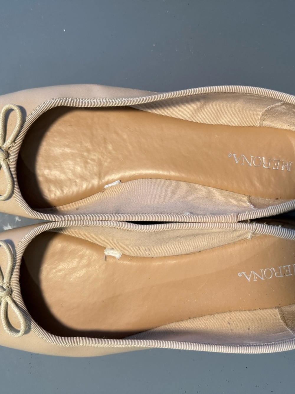 Merona Beige Ballet Flats with Bow Accent